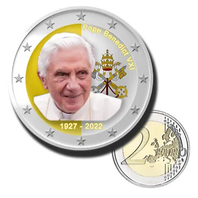 2 Euro Coloured Coin Pope Benedict XVI Vatican 2022 - Uncirculated Color Coin • $8.25