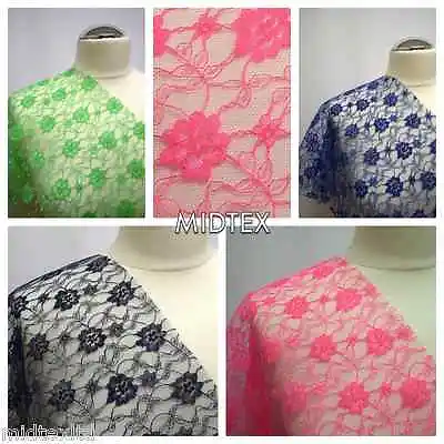 Floral Lace Net Fabric (Per Metre) Midtex  45  Wide M184 • £1.50