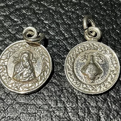 2 Vintage Catholic Saint Sterling Silver Religious Medals 17mm Wide • $9.99