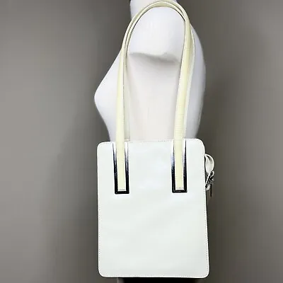 Arpell Sorrento Ivory Leather Vintage Bag Purse Shoulder Tote Rectange Designer • £40.85