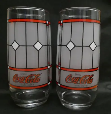 Two Coca Cola Stained Glass Glasses • $36