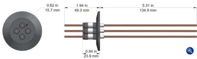 $228 • Buy Electrical Feed Through, 4 Pin, Kurt J. Lesker EFT0543098B, 5KV, 30A, 0.094” C