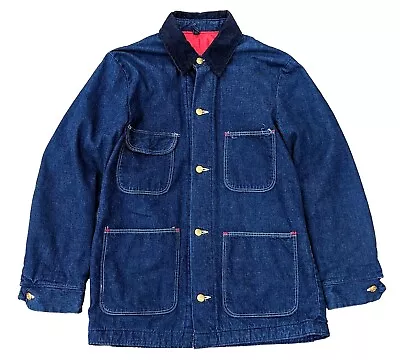 VTG 70s Mens Wrangler Denim Chore Coat Blue Bell Barn Work Jacket 38 Sm M USA • $35