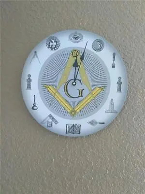 Masonic Wall Clock  With Masonic Symbols Freemason Working Tools • $24.57