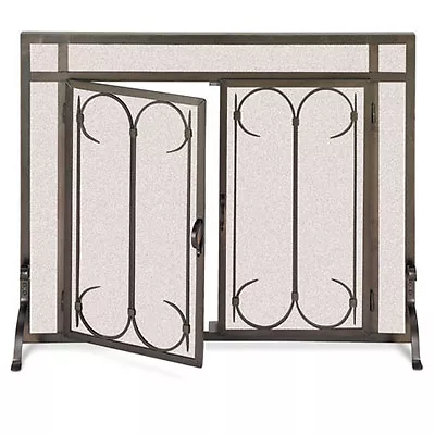 Pilgrim Iron Gate Fireplace Screen With Doors - Burnished Black 39 W X 31 H • $439