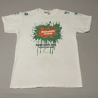 Nickelodeon Slime Tee Shirt VTG 90s S/M Puff Print Universal Studios USA AOP • $40