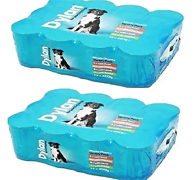 DYLAN VARIETY X24 - 400g (12pack X2) - Wet Dog Food Canned Feed Bp Tin Meal Vf  • £24.99