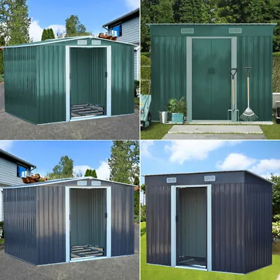 Metal Garden Shed Storage 8X6 10X8  Storage House Flat/Apex Roof With Free Base • £185.95