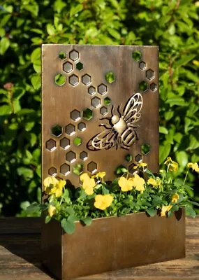  Bumble Bee Hanging Wall Planter | Galvanised Zinc Outdoor Garden Metal Pot  • £25.99