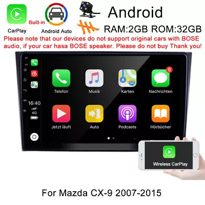 Android 12.0 32GB Car Stereo Radio GPS Navi Player CarPlay For Mazda CX-9 07-15 • $119.43