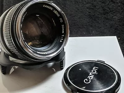 A Vintage Canon Lens Fd 50mm 1:1.4  Black  Street Camera  Lens • £75