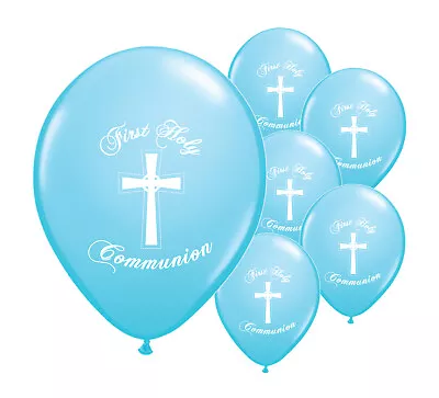 10 X BLUE FIRST HOLY COMMUNION 12  Boy Helium Balloons Party Decorations  (PA) • £2.99