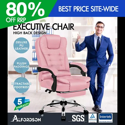 ALFORDSON Office Chair Gaming Executive Computer Racer Footrest PU Leather Seat • $149.95