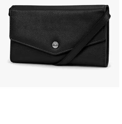 TIMBERLAND Envelope Leather Clutch Phone Crossbody Bag Wallet - BLACK • $25