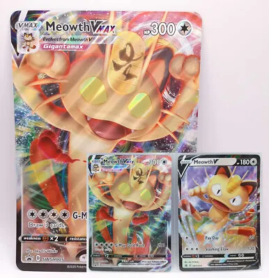 $5.99 • Buy Pokemon TCG Meowth SWSH004 & SWSH005 Promo Cards & SWSH005 JUMBO Card M/NM