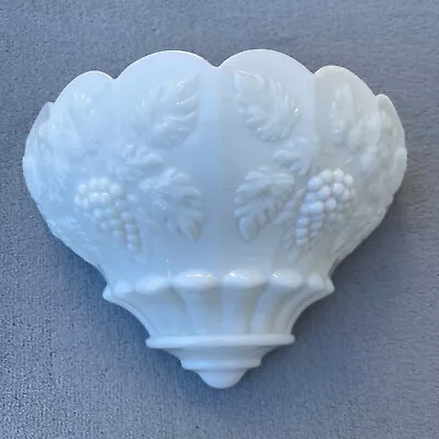 Westmoreland Paneled Grape Milk Glass White 8  Wall Pocket Planter Vase • $45