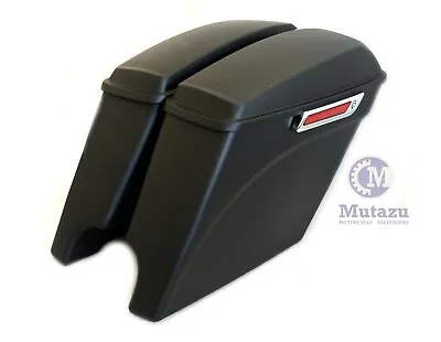 Matte Black Curve Extended Saddlebags Stretched Bags For 2014 Up Harley Touring • $365