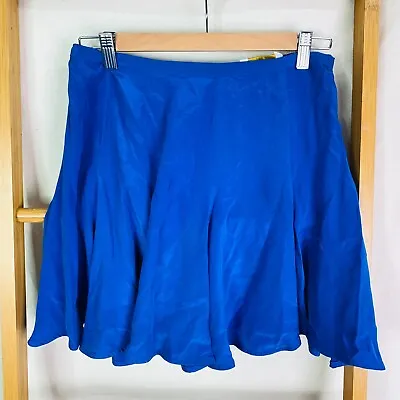 Zimmermann Skirt Womens 1 Blue Silk High Waisted Pleated Mini A-Line • $39.95