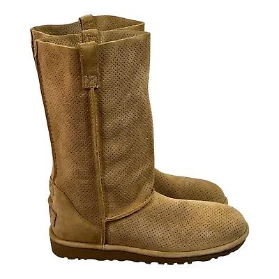 UGG Women's Classic Unlined Tall Perforated Tawny Boots Size US 8 • $89.95