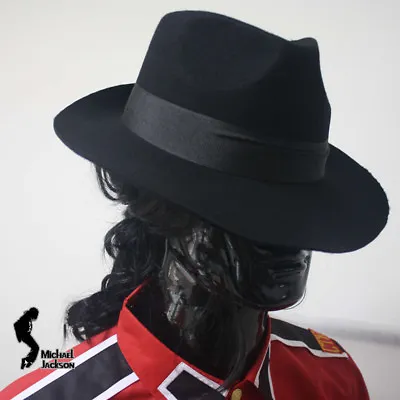 Cos MJ Michael Jackson Black Wool Fedora Hat Classic Cap Billie Jean Collection • $40.62