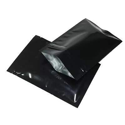 100/500 Glossy Black Smell Proof Mylar Foil Bags Resealable Zipper Seal Pouch • $83.99
