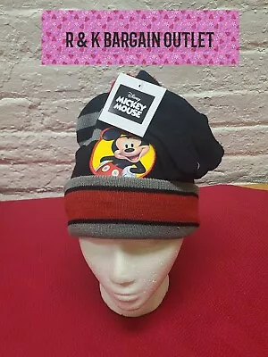 Disney's Mickey Mouse Winter Hat And Gloves # 179246 Black & Red Kids Size 8+ • $9.85