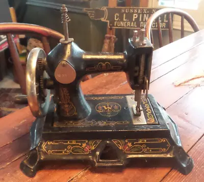 Antique Cast Iron MULLER SEWING MACHINE Child Toy Small Germany • $195