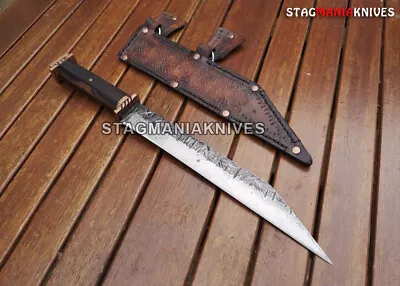 17'' Hand Made Carbon Steel Hunting Bowie Seax Viking Valhalla Knife Wenge Wood • $129.99