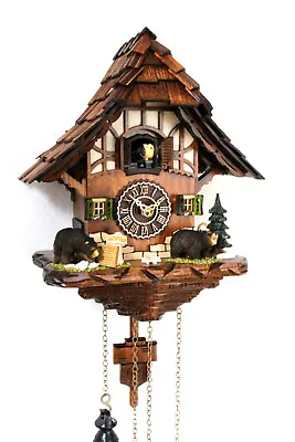 German Cuckoo Clock Black Forest House  Quartz  12 Melodies With  Bears  New  • $279
