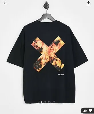 Collusion Unisex T-shirt With Flame Logo With Print In Black  • £20