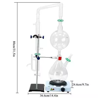 Lab Glassware Set 2L Distillation Equipment - Borosilicate Glass - Free Shipping • $179.99