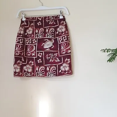 Vintage 90s Tribal Turtle Print Wrap Mini Skirt S Adjustable Japanese Fabric • $26.10