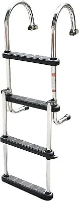 4 Step Boat Ladder Marine Wide Steps Stainless Steel Telescoping Folding Ladder • $108.99