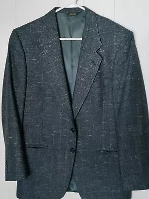 MENS WARE BELLA NOVA BLUE WOOL PLIAD 39 40 R Suit Coat Jacker Blazer Vintage  • $8