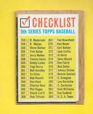 1962  Topps 5th Series Baseball #367 VERY GOOD MARKED FREE SHIPPING • $2.99