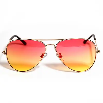 Colored Lens Aviator Style Sunglasses Gold And Silver Metal Frame Uvb W/pouch • $9.95