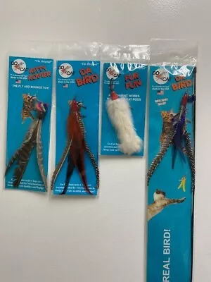 4 Count Da Bird Go Cat Feather Rod Fur Fun Da Bird Refill & Kitty Kopter Toy • $27.99