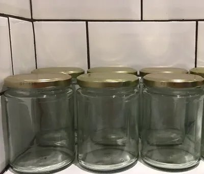 £5 • Buy 2 X Large Glass Jars With Gold Lids - 500ml