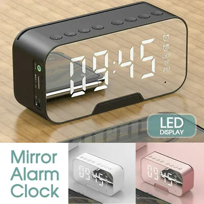 $16.98 • Buy Mirror LED Display Digital Alarm Clock Wireless Bluetooth Speaker Home Decor AU