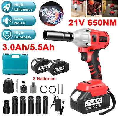 21V Cordless Electric Impact Wrench Gun 1/2'' High Power Driver With 2 Battery • $33.99