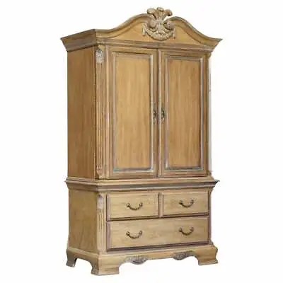 Large Limed Oak Media Cabinet Cupboard Prince Charles Fleur De Lis Feather Crest • £1950