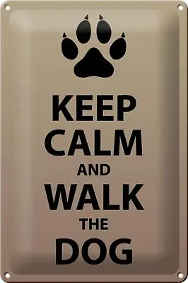 Sheet Metal Sign Saying 20x30 Cm Keep Calm And Walk The Dog Metal Sign Tin Sign • £12.01