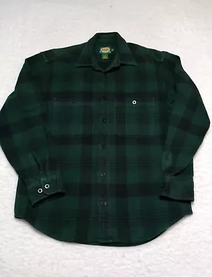 Cabela's Men's Heavy Flannel Shirt Green & Black Button Up Size Medium Cotton  • $18