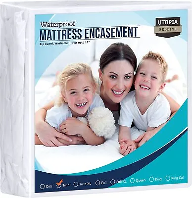 Zippered Mattress Encasement Water Proof  Protector Utopia Bedding • $41.27