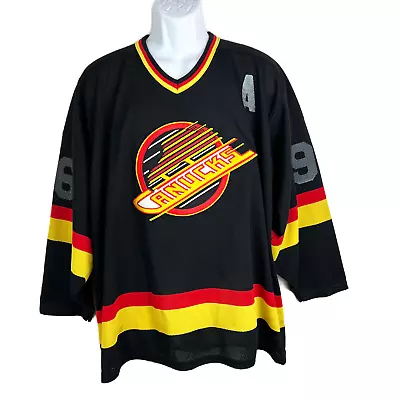 Vintage Hockey Jersey Vancouver Canucks Men Large Black CCM Pavel Bure 96 NHL • $175