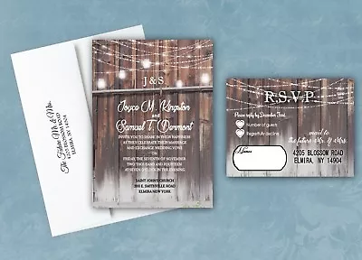 Wedding Invitations Rustic RSVP Barn Country Custom Invites Qty 100 • $87