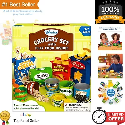 Play Food Grocery Set - 10 Containers Fruits Veggies & Kitchen Accessories • $27.79