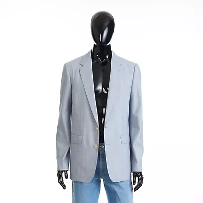 CELINE 3400$ Classic Blazer Jacket - Blue/White Striped Wool & Silk • $2320