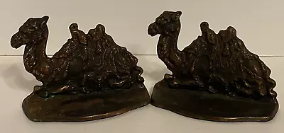 Vtg Pair 1920's Connecticut Foundry Cast Iron~bronze  Egyptian Camel  Bookends • $39.95