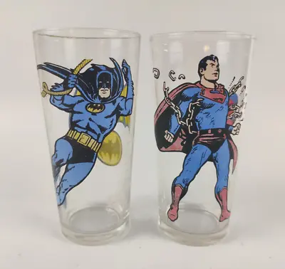 PAIR Vintage Batman 1966 & Superman 1975 Glass PEPSI Collector Series DC Comics  • $23.99